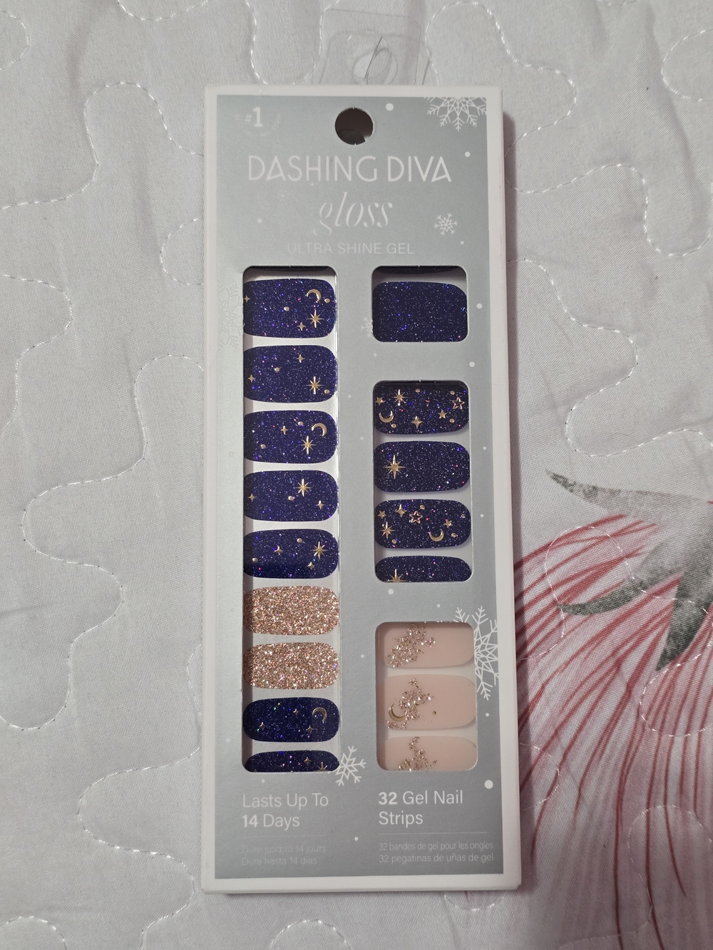 Dashing Diva Gloss Ultra Shine Gel Press-On Nails - Navy Galaxy & Rose Gold